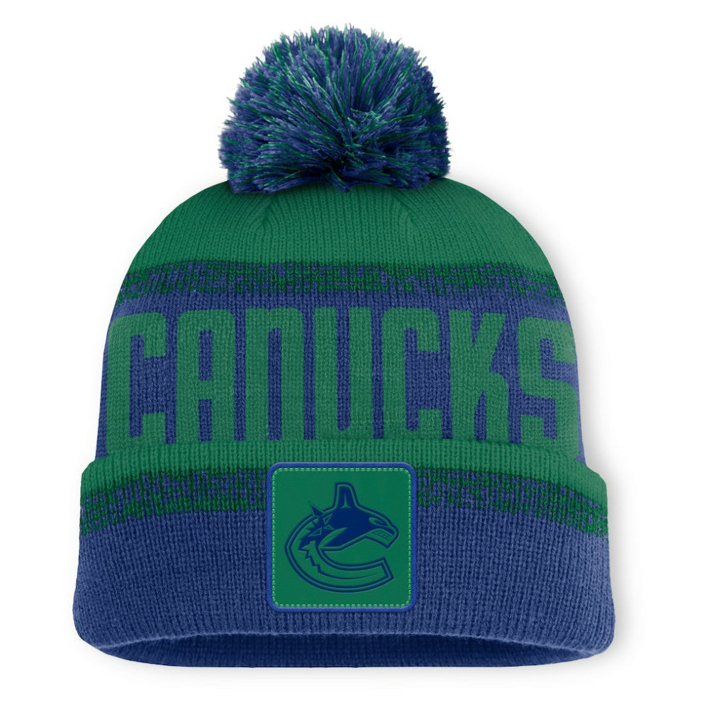 Vancouver Canucks - Fanatics Fundamentals Thrive Cuffed Knit Hat with Pom Blue/Green
