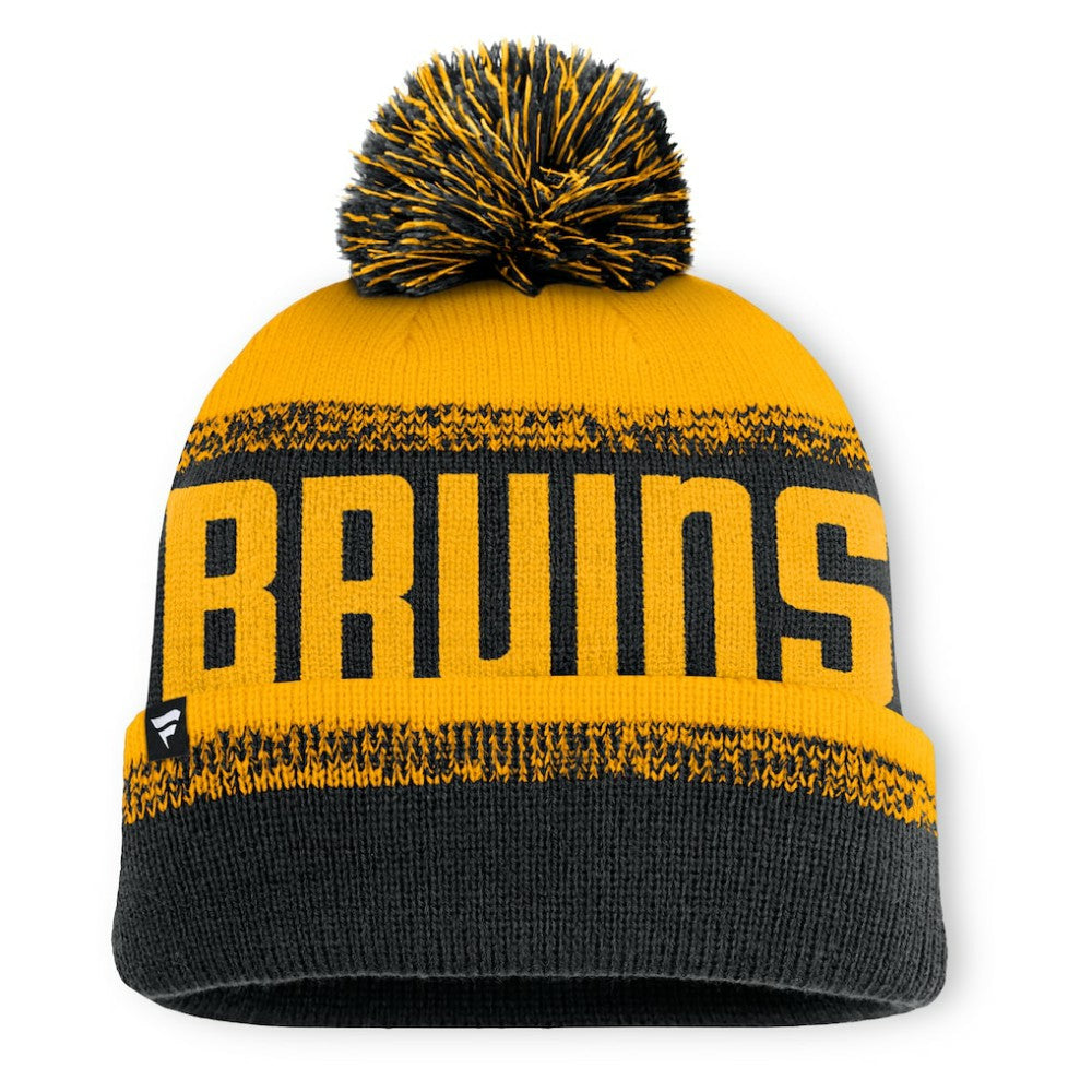 Boston Bruins Fanatics Fundamentals Thrive Cuffed Knit Hat with Pom Black/Gold