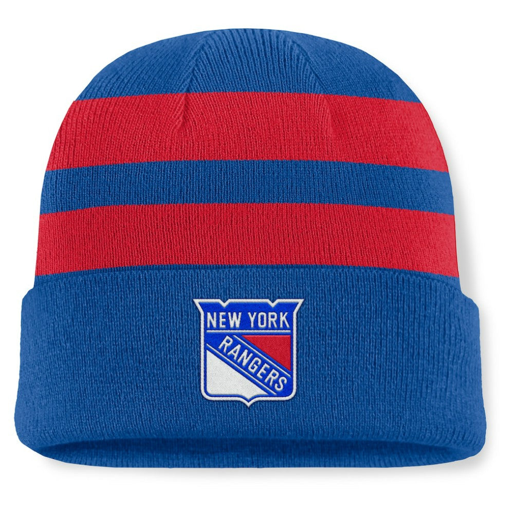New York Rangers Fanatics Fundamental Swipe Stripe Cuffed Knit Hat Blue/Red