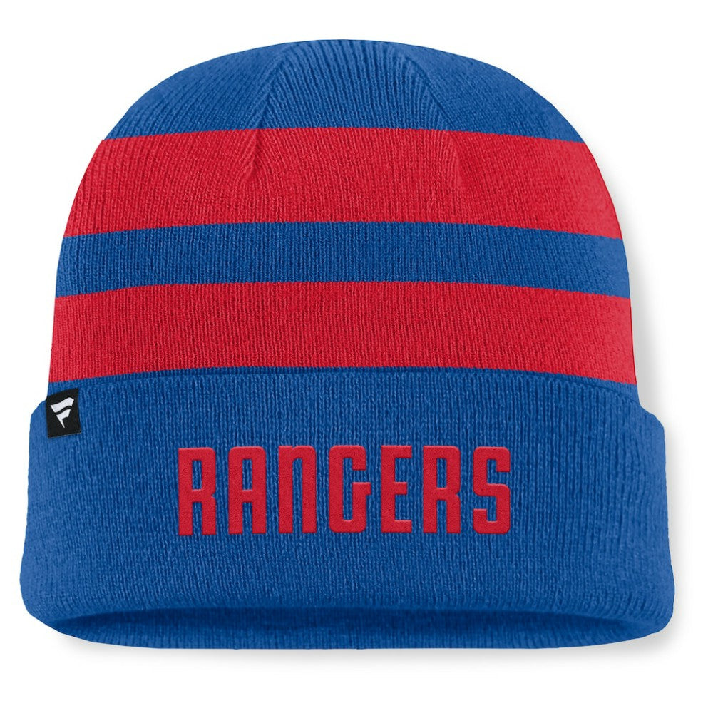New York Rangers Fanatics Fundamental Swipe Stripe Cuffed Knit Hat Blue/Red