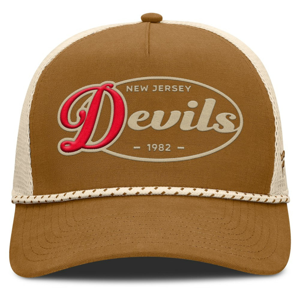 New Jersey Devils - Fanatics Heritage Fetch A-Frame Trucker Adjustable Hat Brown/Cream