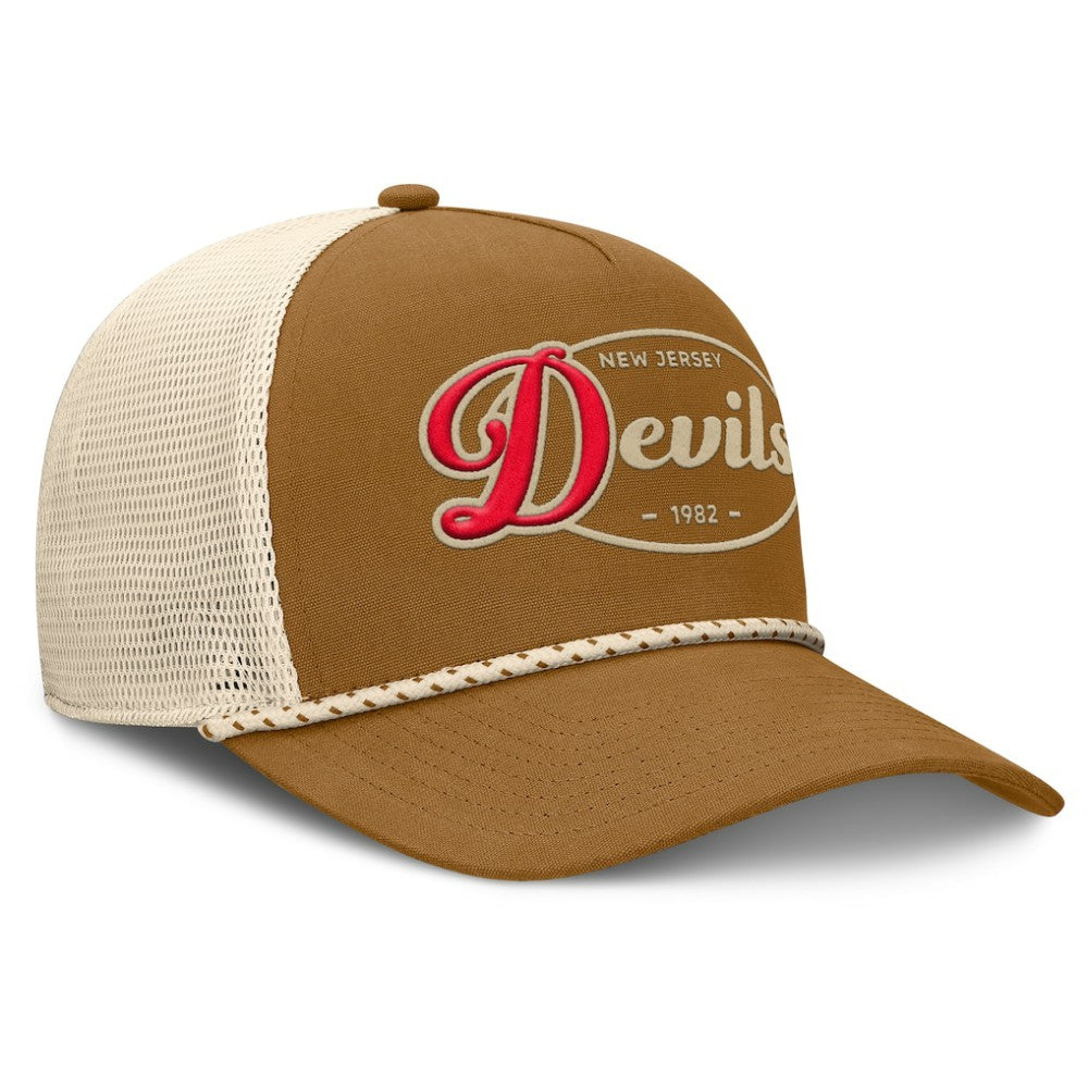 New Jersey Devils - Fanatics Heritage Fetch A-Frame Trucker Adjustable Hat Brown/Cream