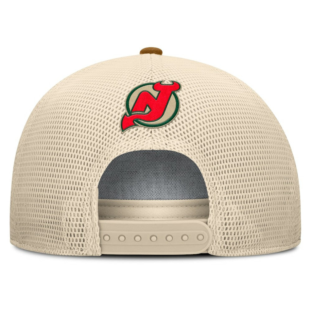 New Jersey Devils - Fanatics Heritage Fetch A-Frame Trucker Adjustable Hat Brown/Cream