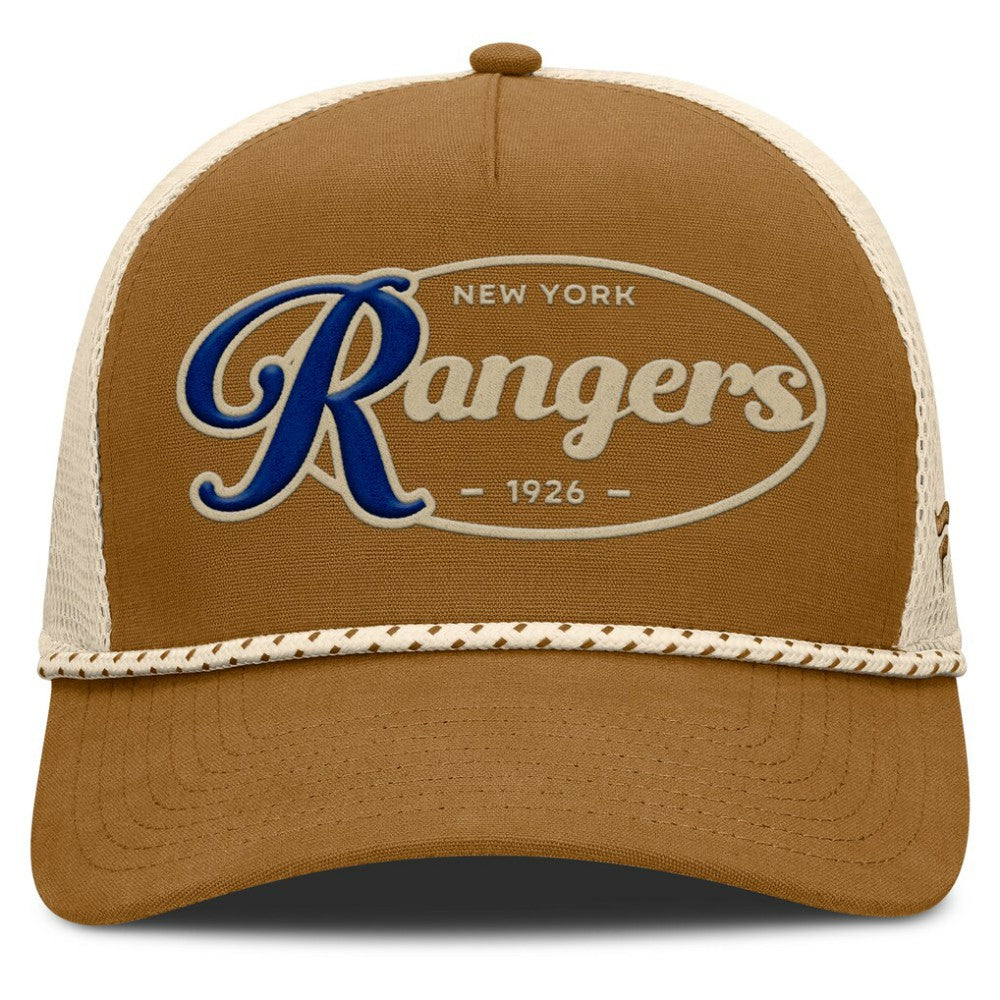 New York Rangers Fanatics Heritage Fetch A-Frame Trucker Adjustable Hat Brown/Cream