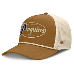Pittsburgh Penguins Fanatics Heritage Fetch A-Frame Trucker Adjustable Hat Brown/Cream