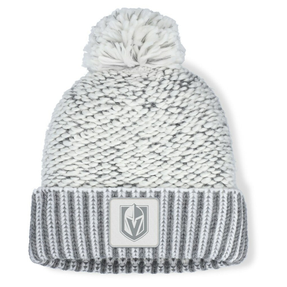 Vegas Golden Knights Fanatics Women's Fundamental Mist Cuffed Knit Hat with Pom White/Gray