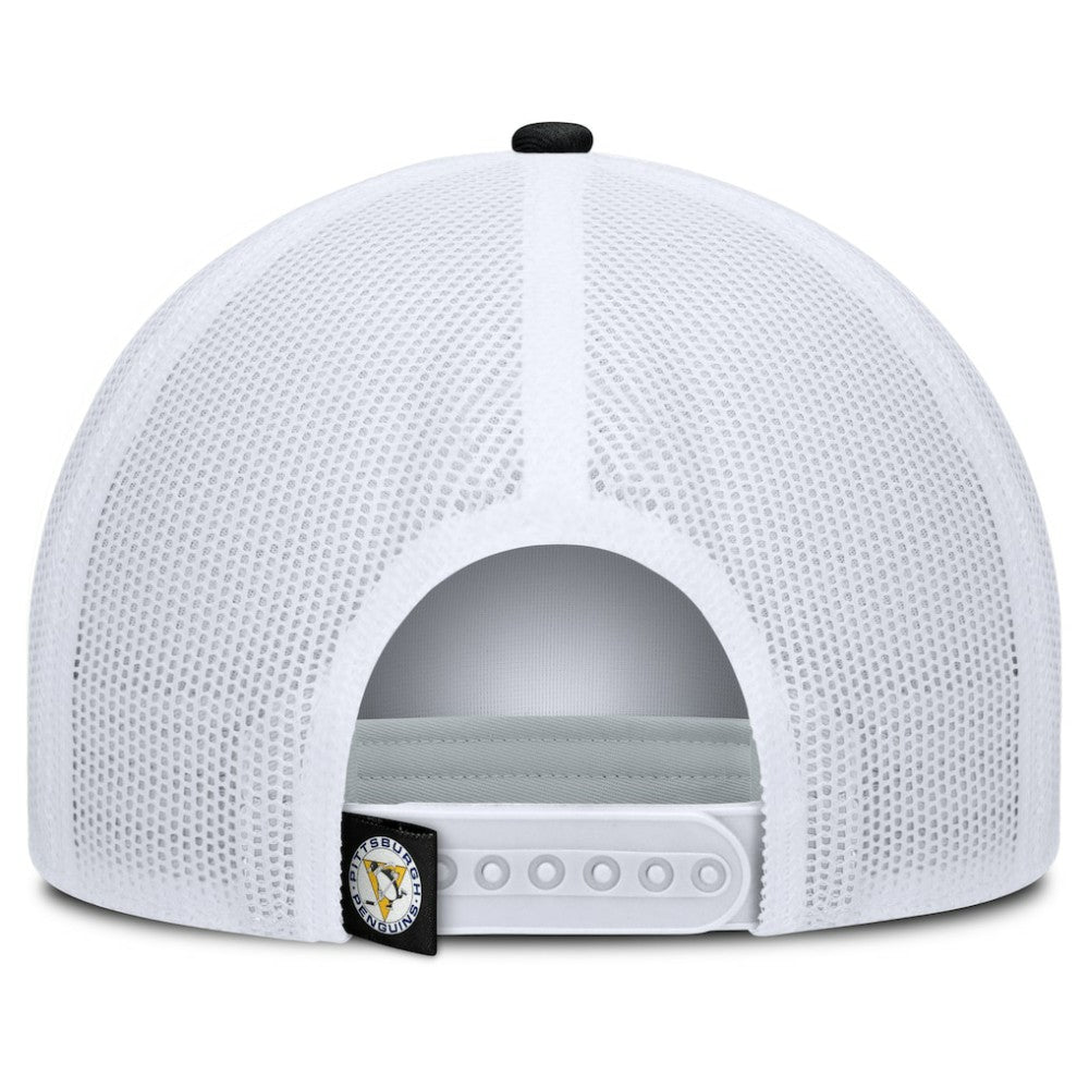 Pittsburgh Penguins Fanatics Heritage Dutch A-Frame Trucker Adjustable Hat Black/White
