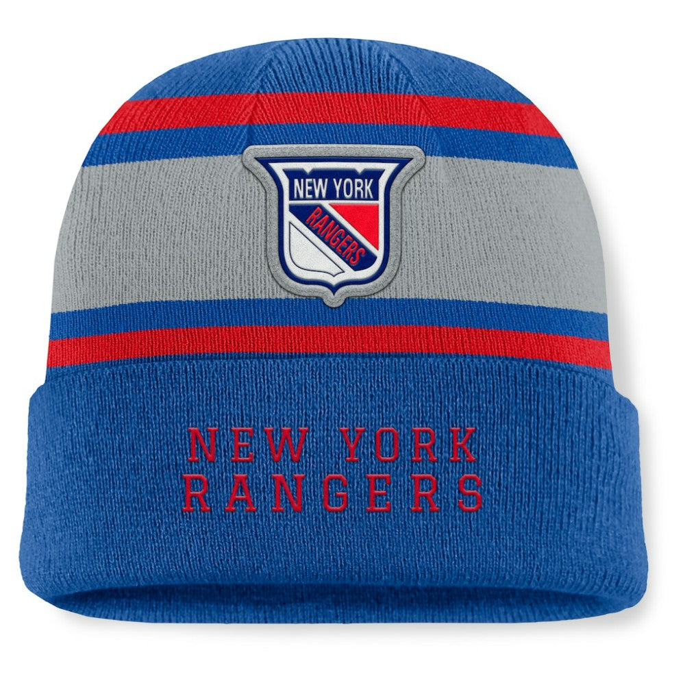 New York Rangers Fanatics Heritage Varsity Cuffed Knit Hat Blue