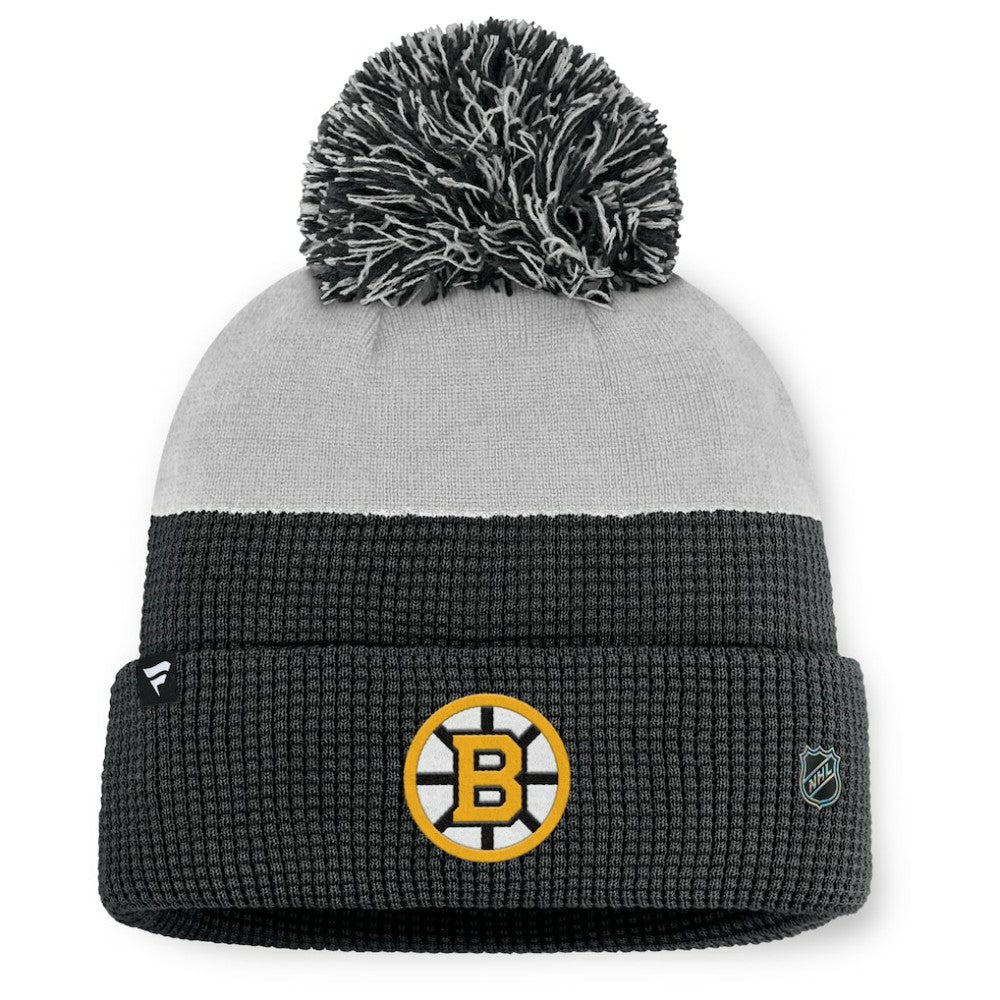 Boston Bruins Fanatics Authentic Pro Home Ice Cuffed Knit Hat with Pom Black/Gray