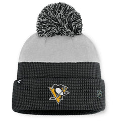 Pittsburgh Penguins Fanatics Authentic Pro Home Ice Cuffed Knit Hat with Pom Black/Gray