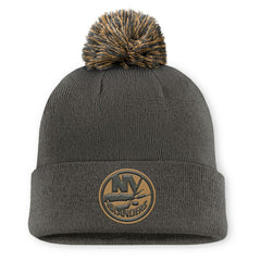 New York Islanders - Fanatics Authentic Pro Military Appreciation Cuffed Knit Hat with Pom Charcoal