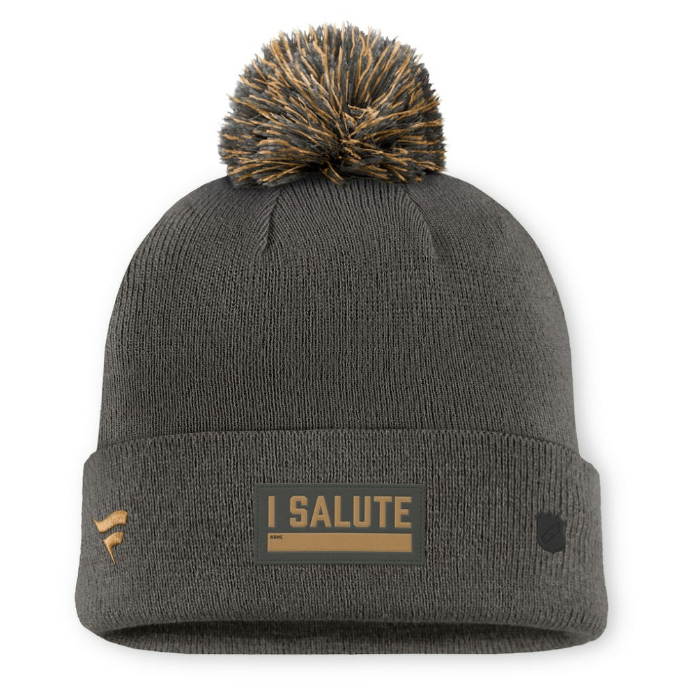 New York Islanders - Fanatics Authentic Pro Military Appreciation Cuffed Knit Hat with Pom Charcoal