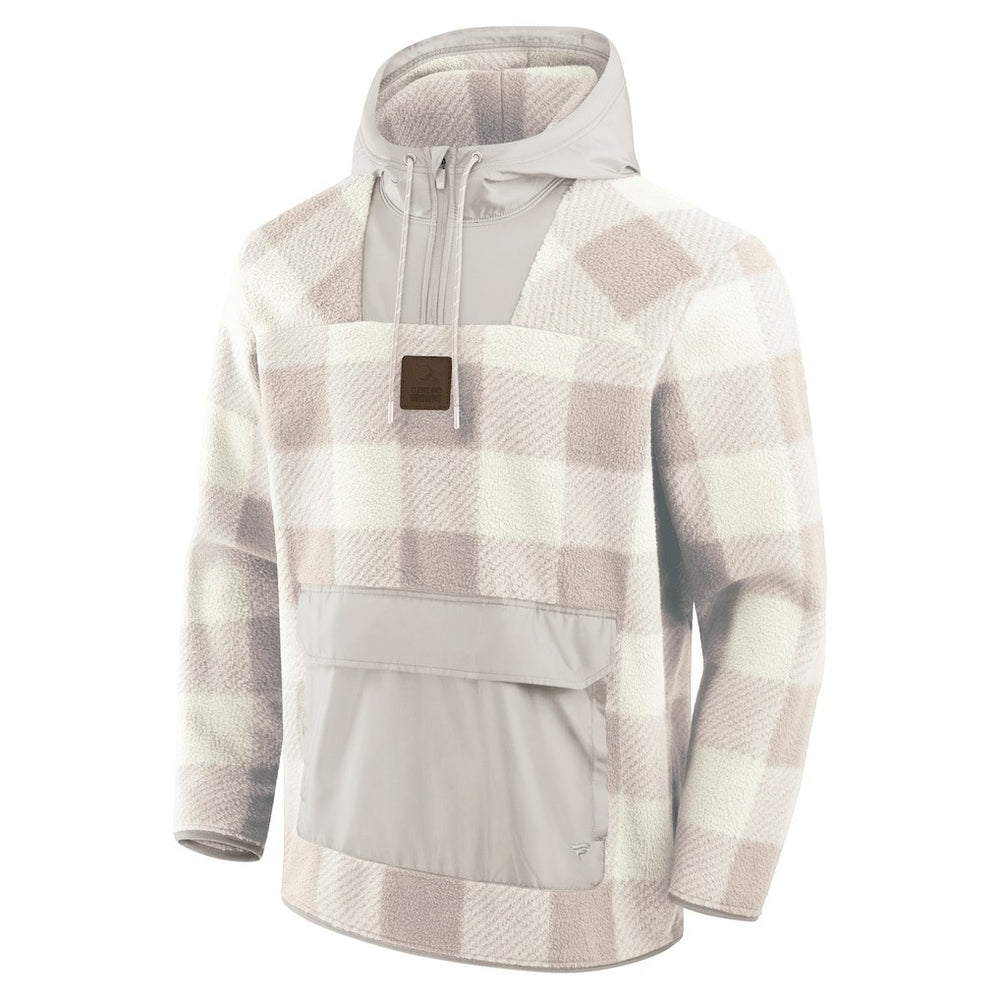 Cleveland Browns Elements Plaid Polar Fleece Quarter-Zip Hoodie Gray - Fanatics