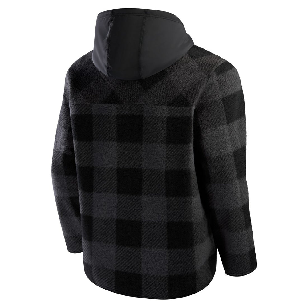 New York Jets Elements Plaid Polar Fleece Quarter-Zip Hoodie Black - Fanatics
