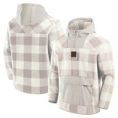 New York Giants Elements Plaid Polar Fleece Quarter-Zip Hoodie Gray - Fanatics