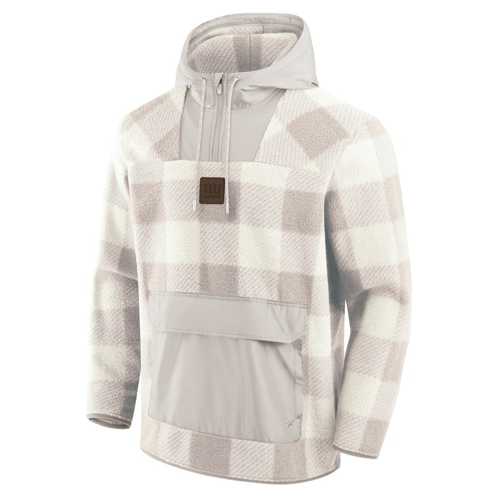 New York Giants Elements Plaid Polar Fleece Quarter-Zip Hoodie Gray - Fanatics