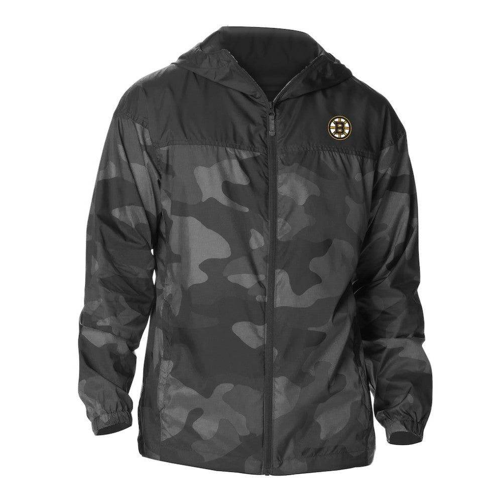 Boston Bruins Columbia Camo Flash Challenger Omni-Shade Full-Zip Hoodie Windbreaker Black