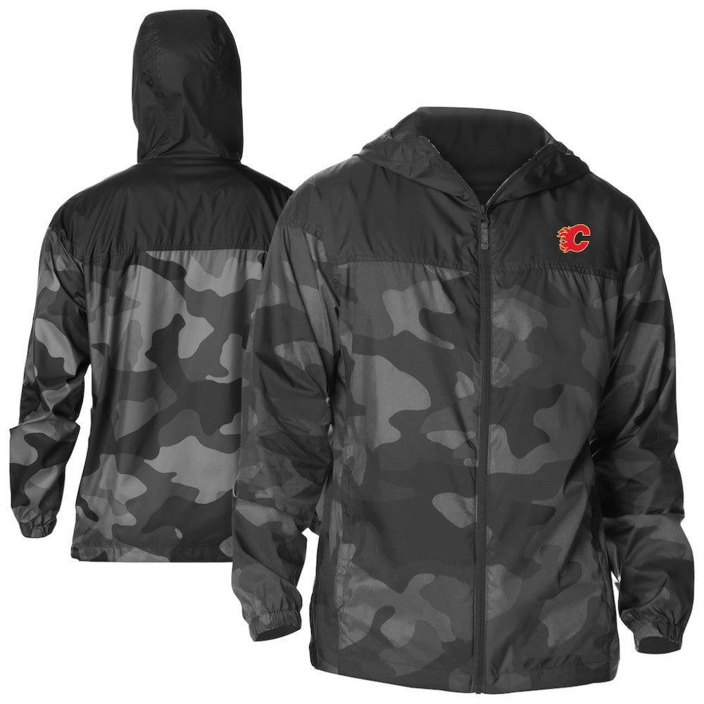 Calgary Flames - Columbia Camo Flash Challenger Omni-Shade Full-Zip Hoodie Windbreaker Black