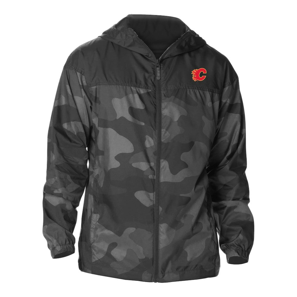 Calgary Flames - Columbia Camo Flash Challenger Omni-Shade Full-Zip Hoodie Windbreaker Black