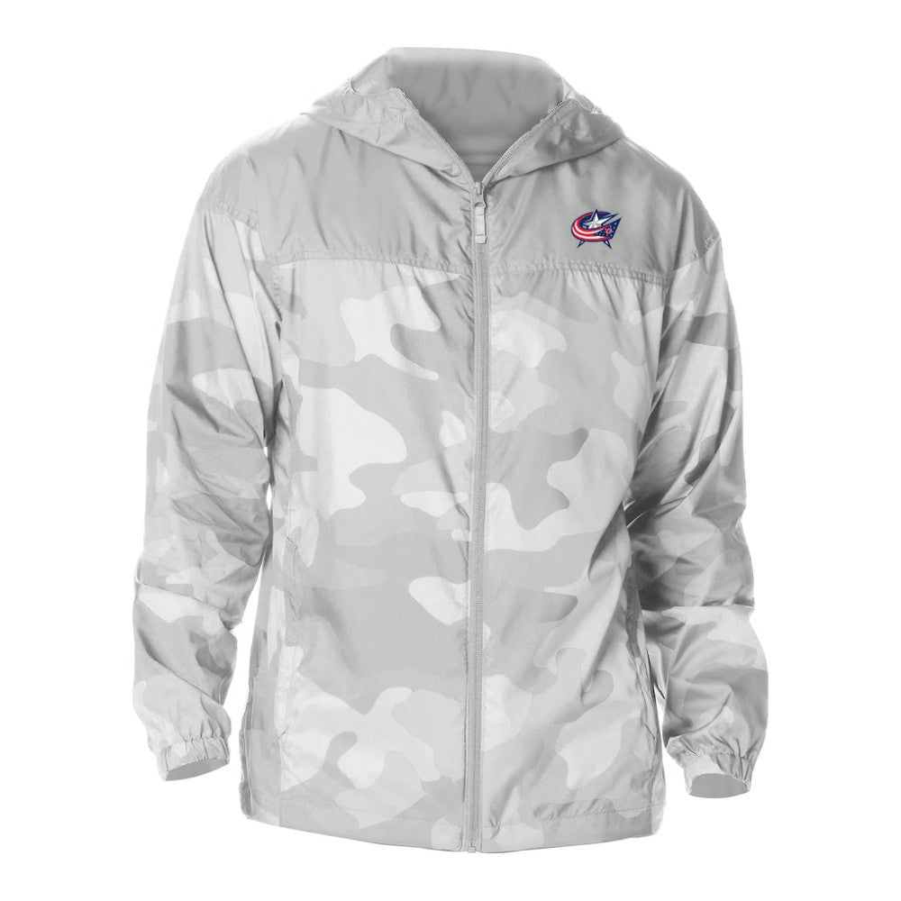 Columbus Blue Jackets - Columbia Camo Flash Challenger Omni-Shade Full-Zip Hoodie Windbreaker Gray