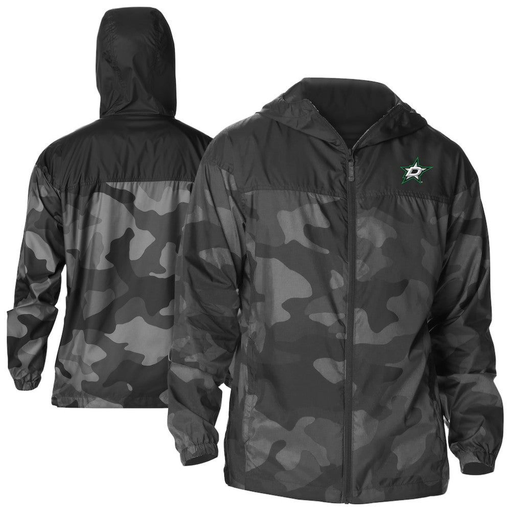 Dallas Stars - Columbia Camo Flash Challenger Omni-Shade Full-Zip Hoodie Windbreaker Black