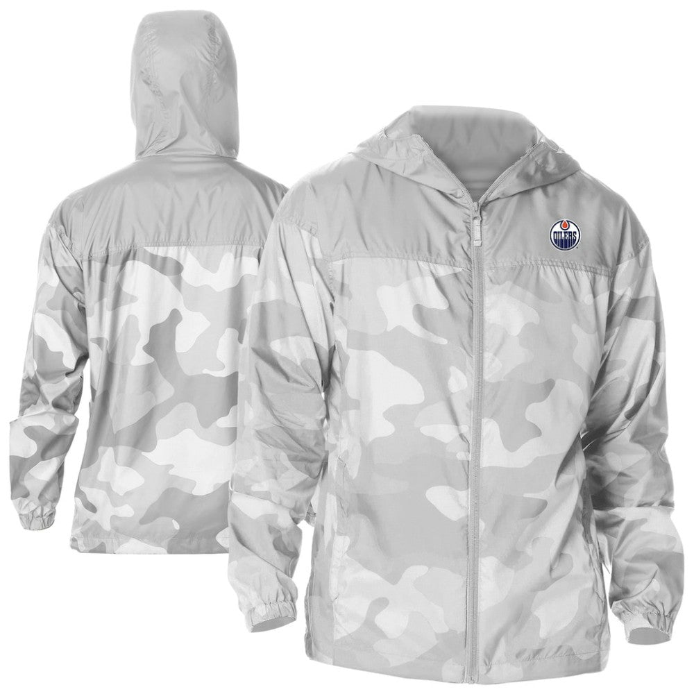 Edmonton Oilers - Columbia Camo Flash Challenger Omni-Shade Full-Zip Hoodie Windbreaker Gray