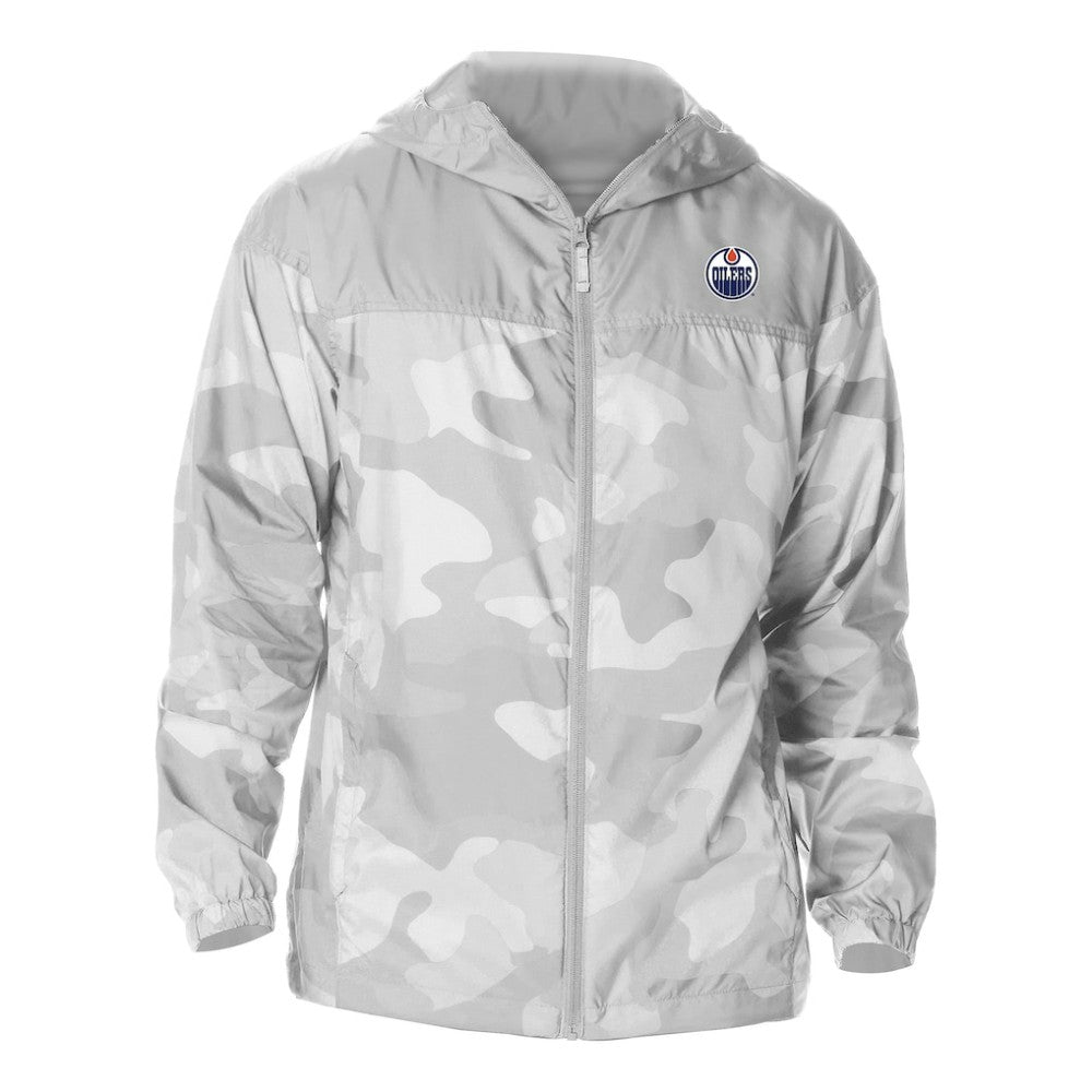 Edmonton Oilers - Columbia Camo Flash Challenger Omni-Shade Full-Zip Hoodie Windbreaker Gray
