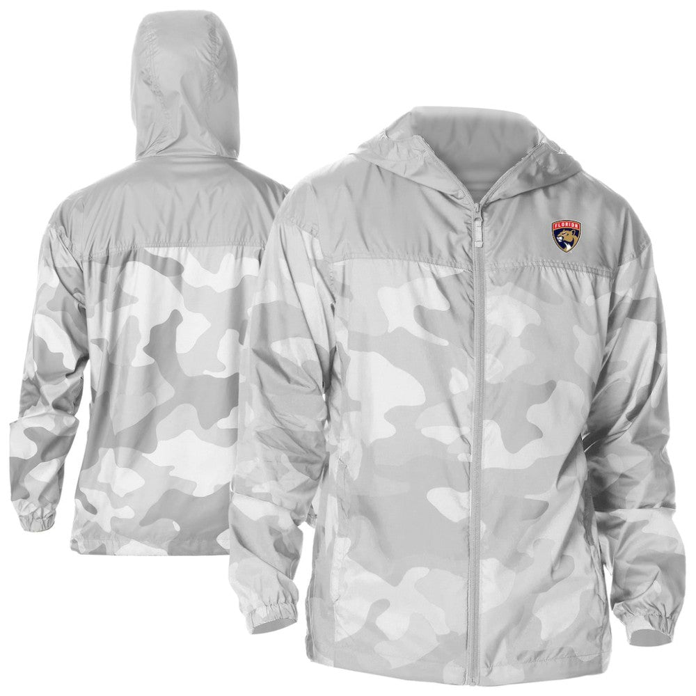 Florida Panthers - Columbia Camo Flash Challenger Omni-Shade Full-Zip Hoodie Windbreaker White
