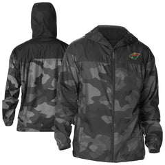 Minnesota Wild - Columbia Camo Flash Challenger Omni-Shade Full-Zip Hoodie Windbreaker Black
