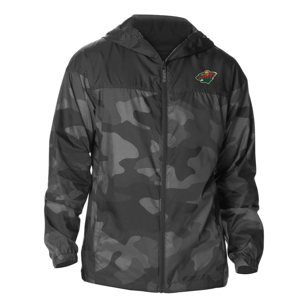 Minnesota Wild - Columbia Camo Flash Challenger Omni-Shade Full-Zip Hoodie Windbreaker Black