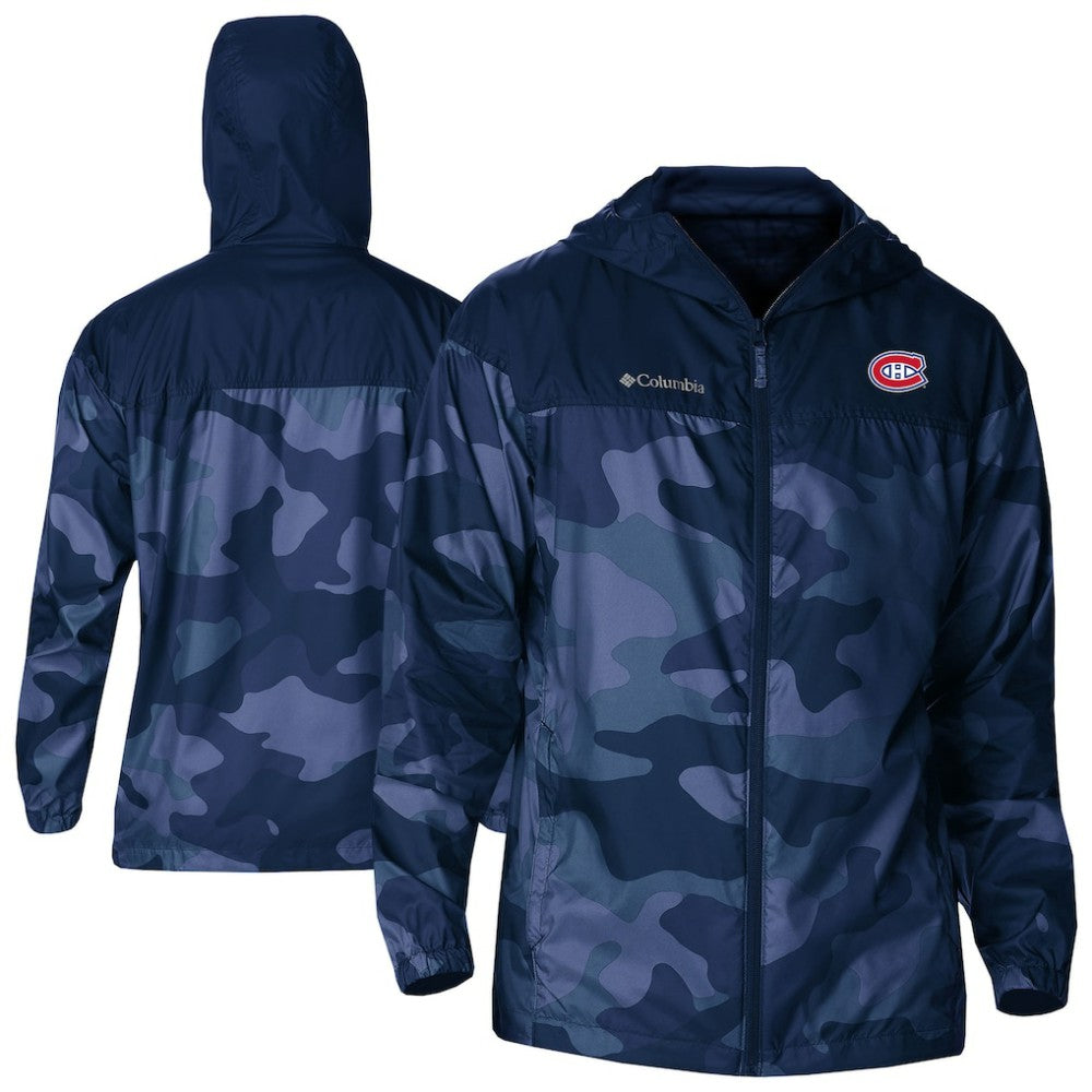 Montreal Canadiens - Columbia Camo Flash Challenger Omni-Shade Full-Zip Hoodie Windbreaker Navy