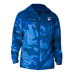 New York Rangers Columbia Camo Flash Challenger Omni-Shade Full-Zip Hoodie Windbreaker Blue