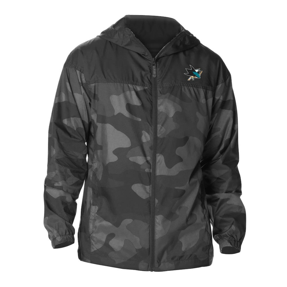 San Jose Sharks - Columbia Camo Flash Challenger Omni-Shade Full-Zip Hoodie Windbreaker Black