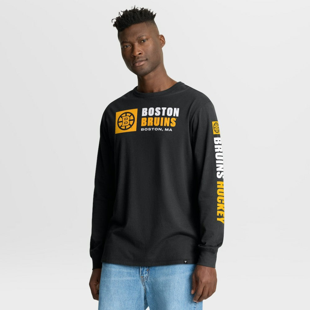 Boston Bruins Fanatics Goal Crease Legacy Long Sleeve T-Shirt Black