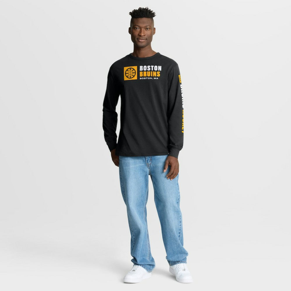 Boston Bruins Fanatics Goal Crease Legacy Long Sleeve T-Shirt Black