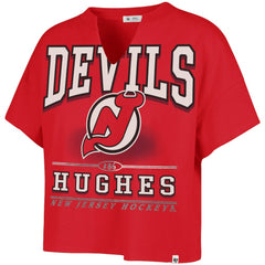 Jack Hughes New Jersey Devils - '47 Women's Elation Name & Number Oversized Notch Neck T-Shirt Red