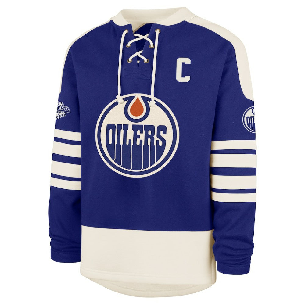 Connor McDavid Edmonton Oilers - '47 Player Name & Number Sweep Check Eternal Lacer Sweatshirt Royal