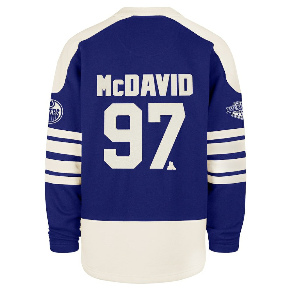 Connor McDavid Edmonton Oilers - '47 Player Name & Number Sweep Check Eternal Lacer Sweatshirt Royal