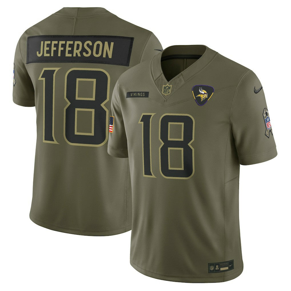 Justin Jefferson Minnesota Vikings 2025 Salute to Service Limited Jersey Olive - Nike