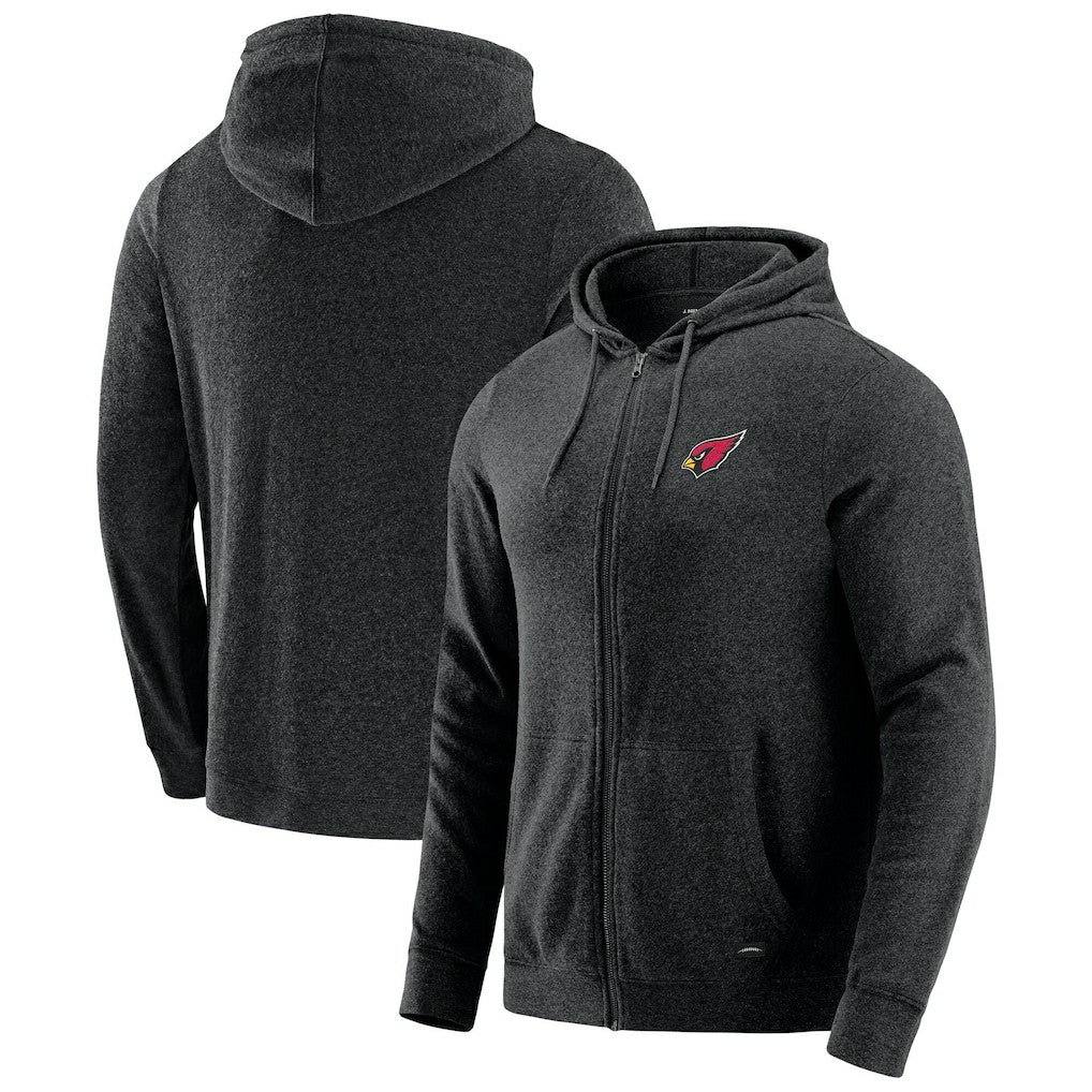 Arizona Cardinals J. Palmer Players Lounge Tri-Blend Full-Zip Hoodie Dark Heather Gray - NFL
