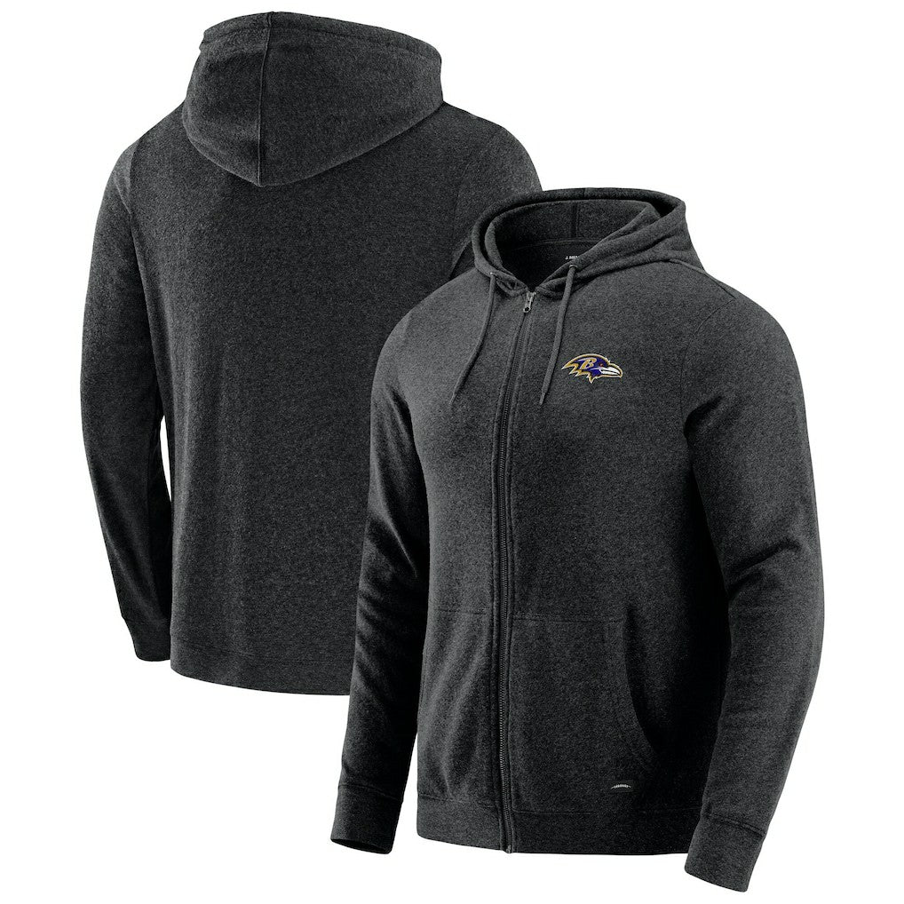 Baltimore Ravens J. Palmer Players Lounge Tri-Blend Full-Zip Hoodie Dark Heather Gray - NFL