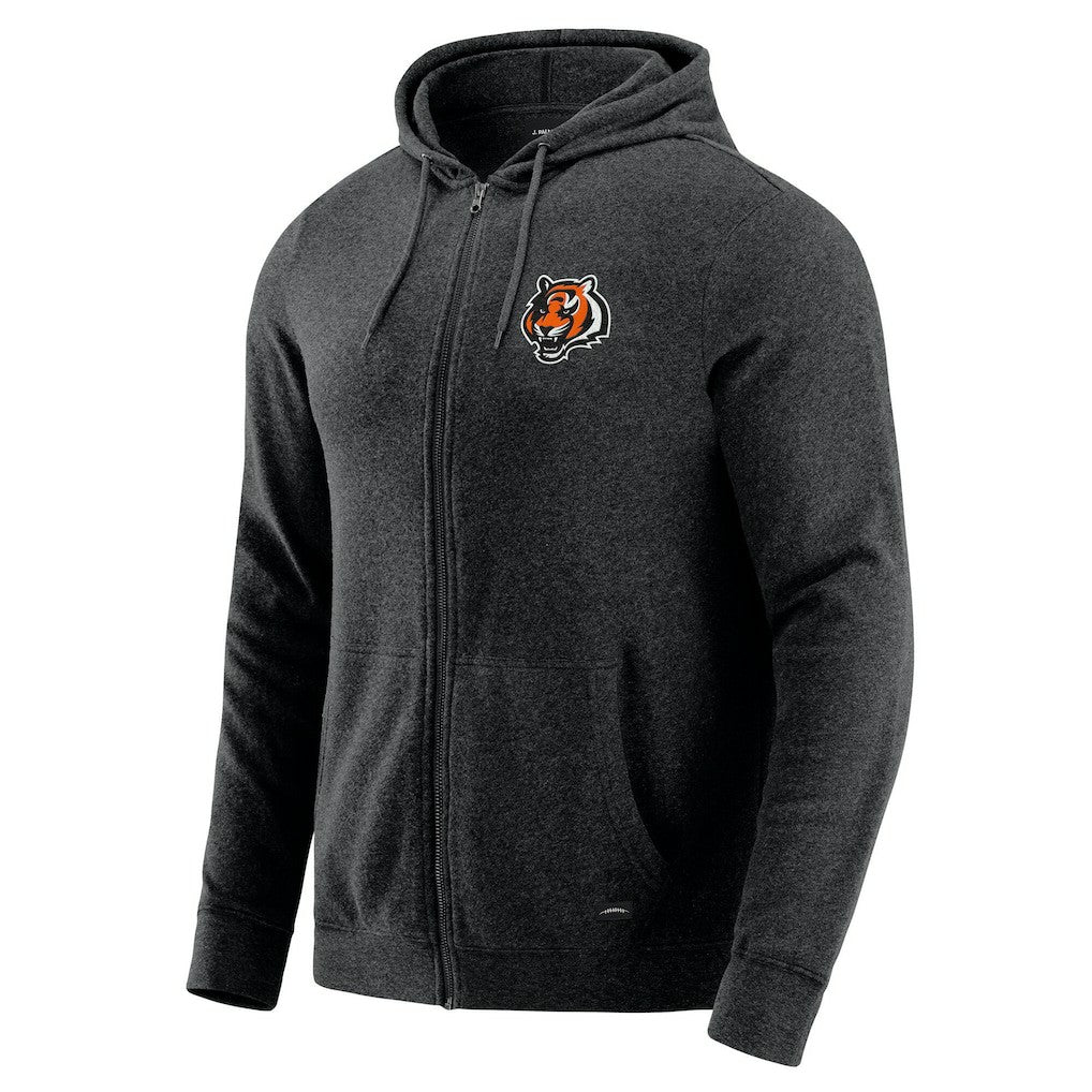 Cincinnati Bengals J. Palmer Players Lounge Tri-Blend Full-Zip Hoodie Dark Heather Gray - NFL
