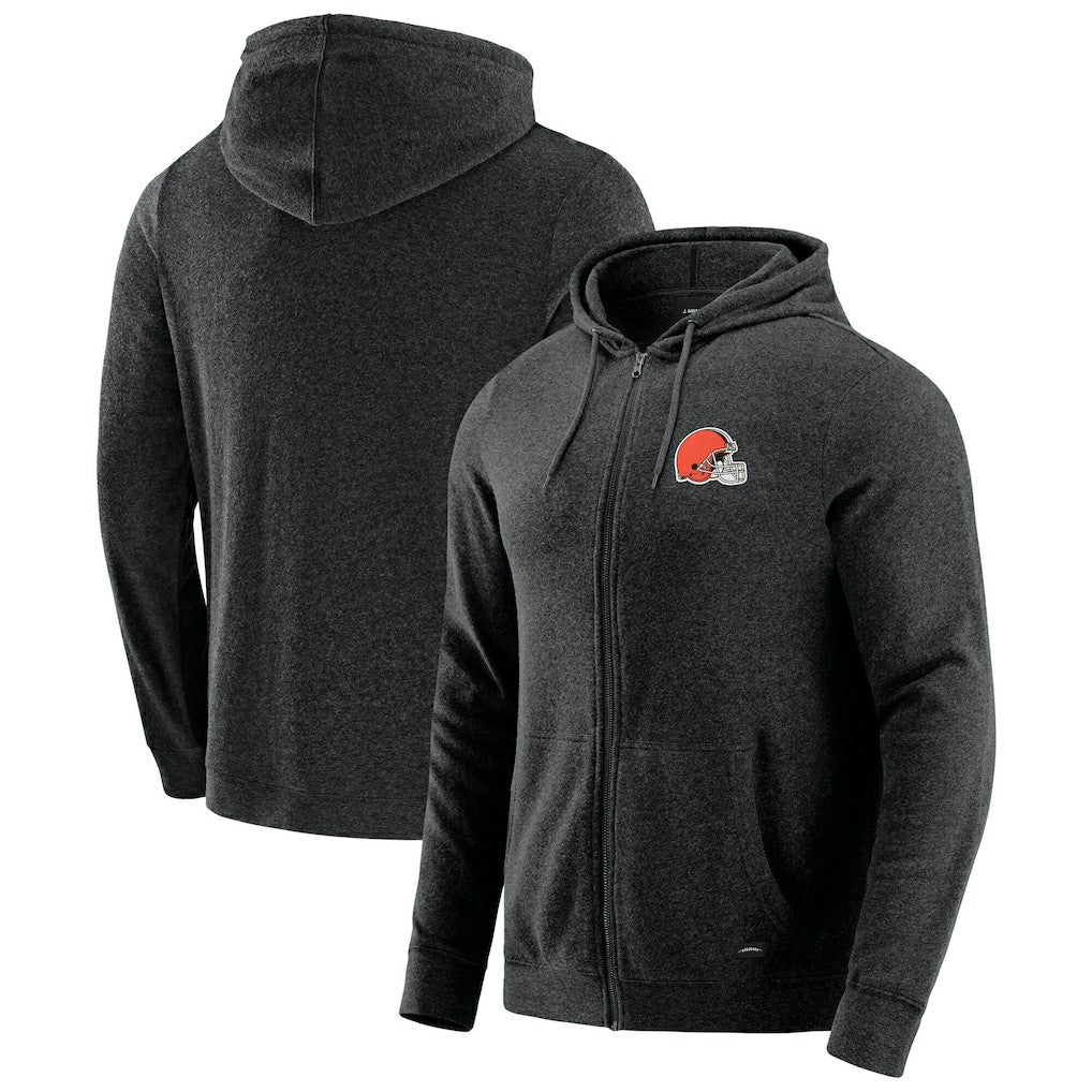 Cleveland Browns J. Palmer Players Lounge Tri-Blend Full-Zip Hoodie Dark Heather Gray - NFL