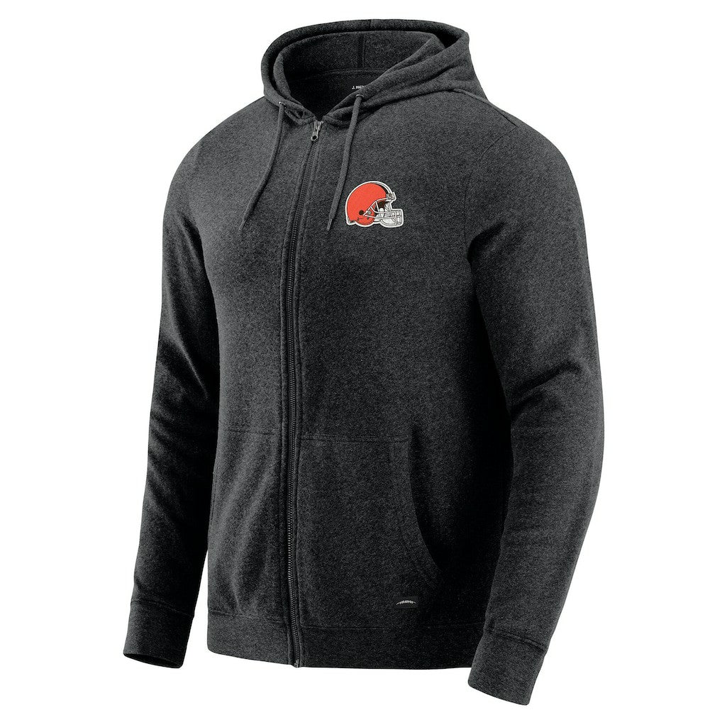 Cleveland Browns J. Palmer Players Lounge Tri-Blend Full-Zip Hoodie Dark Heather Gray - NFL