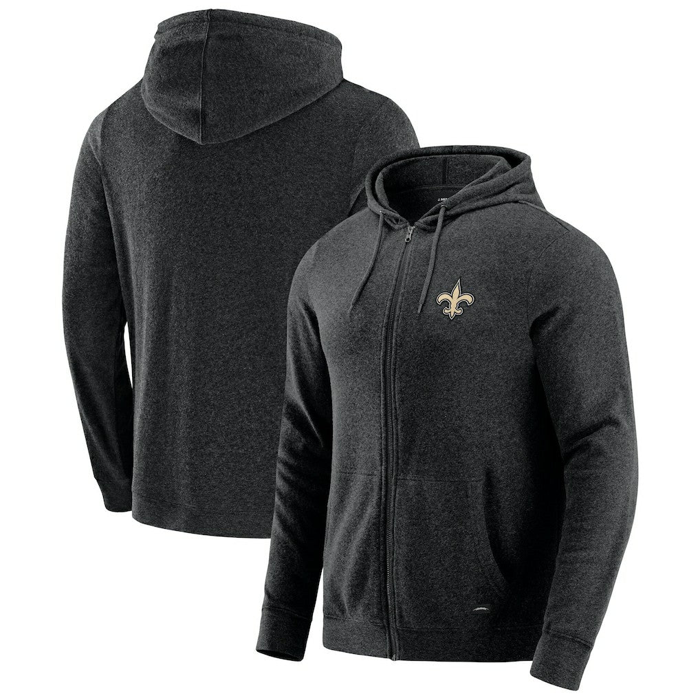 New Orleans Saints J. Palmer Players Lounge Tri-Blend Full-Zip Hoodie Dark Heather Gray - NFL