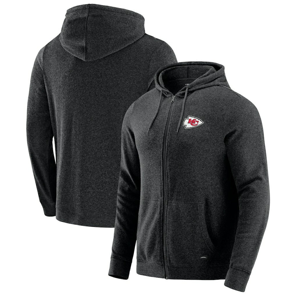 Kansas City Chiefs J. Palmer Players Lounge Tri-Blend Full-Zip Hoodie Dark Heather Gray - NFL
