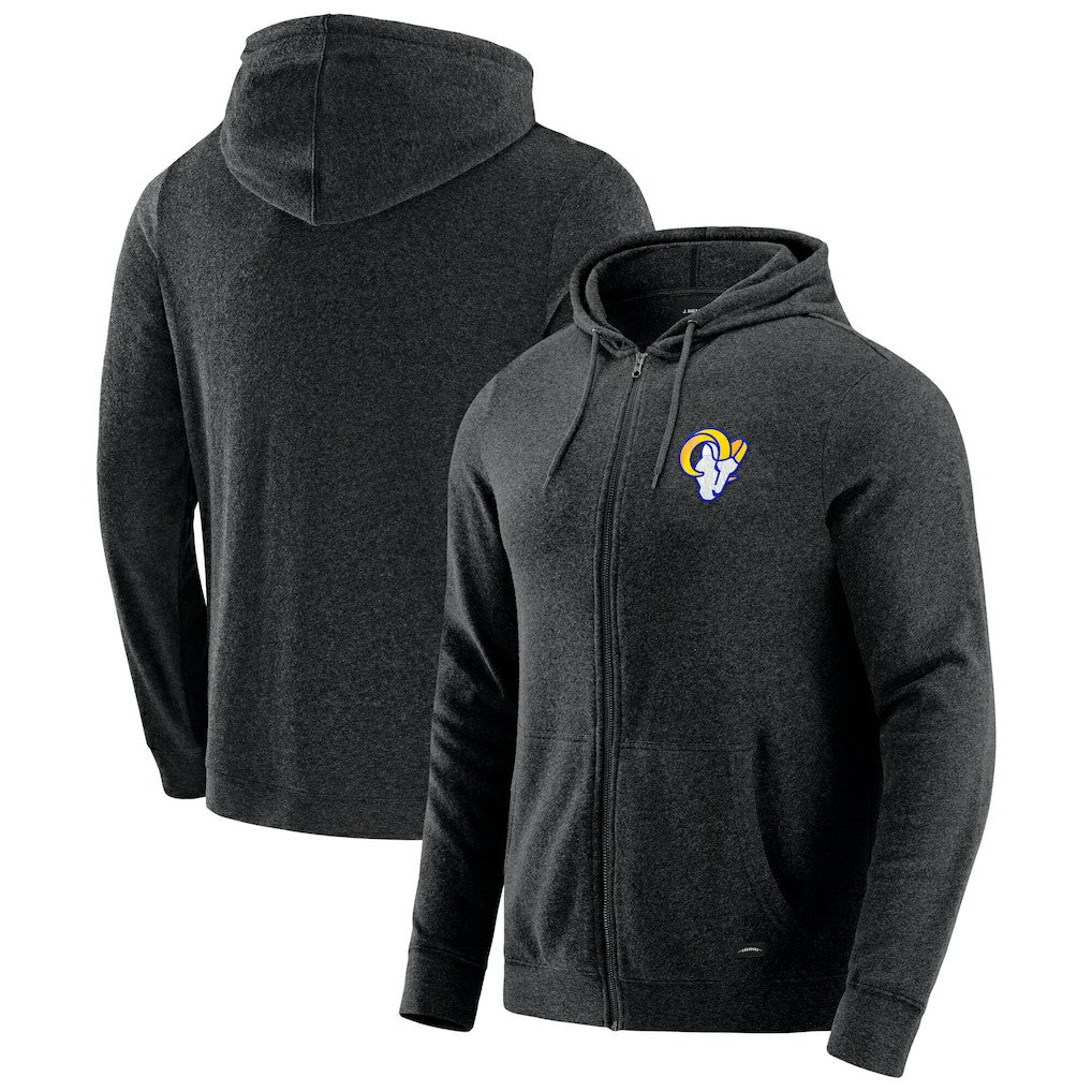 Los Angeles Rams J. Palmer Players Lounge Tri-Blend Full-Zip Hoodie Dark Heather Gray - NFL