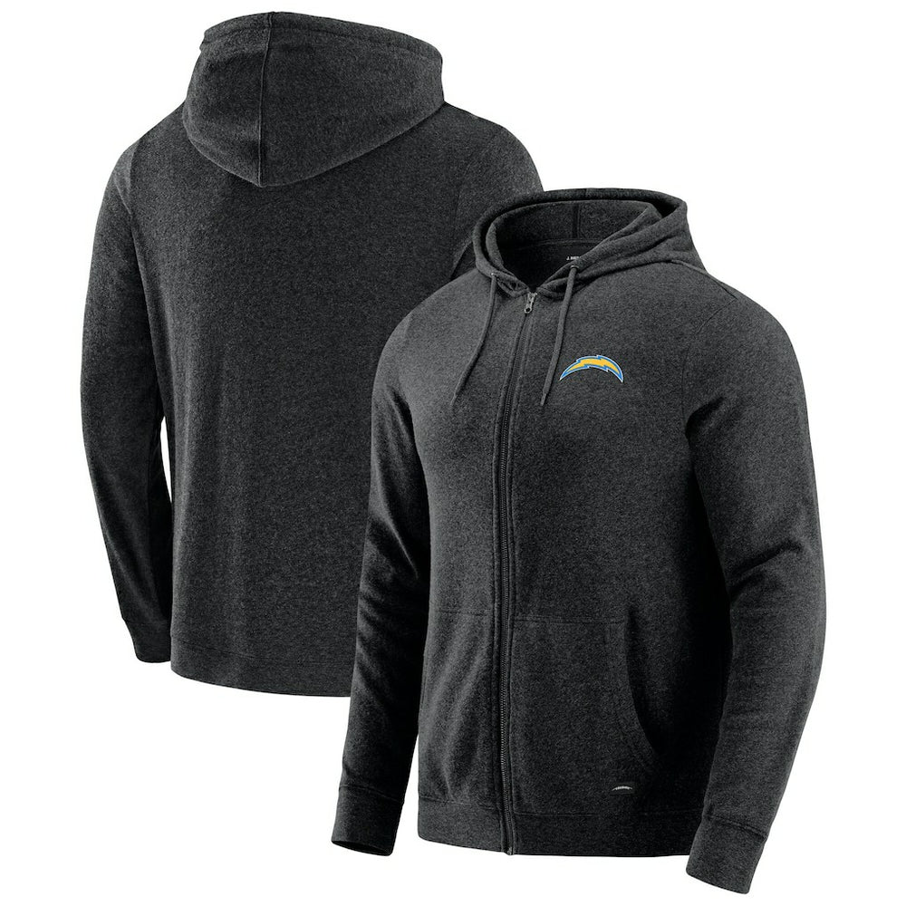 Los Angeles Chargers J. Palmer Players Lounge Tri-Blend Full-Zip Hoodie Dark Heather Gray - NFL