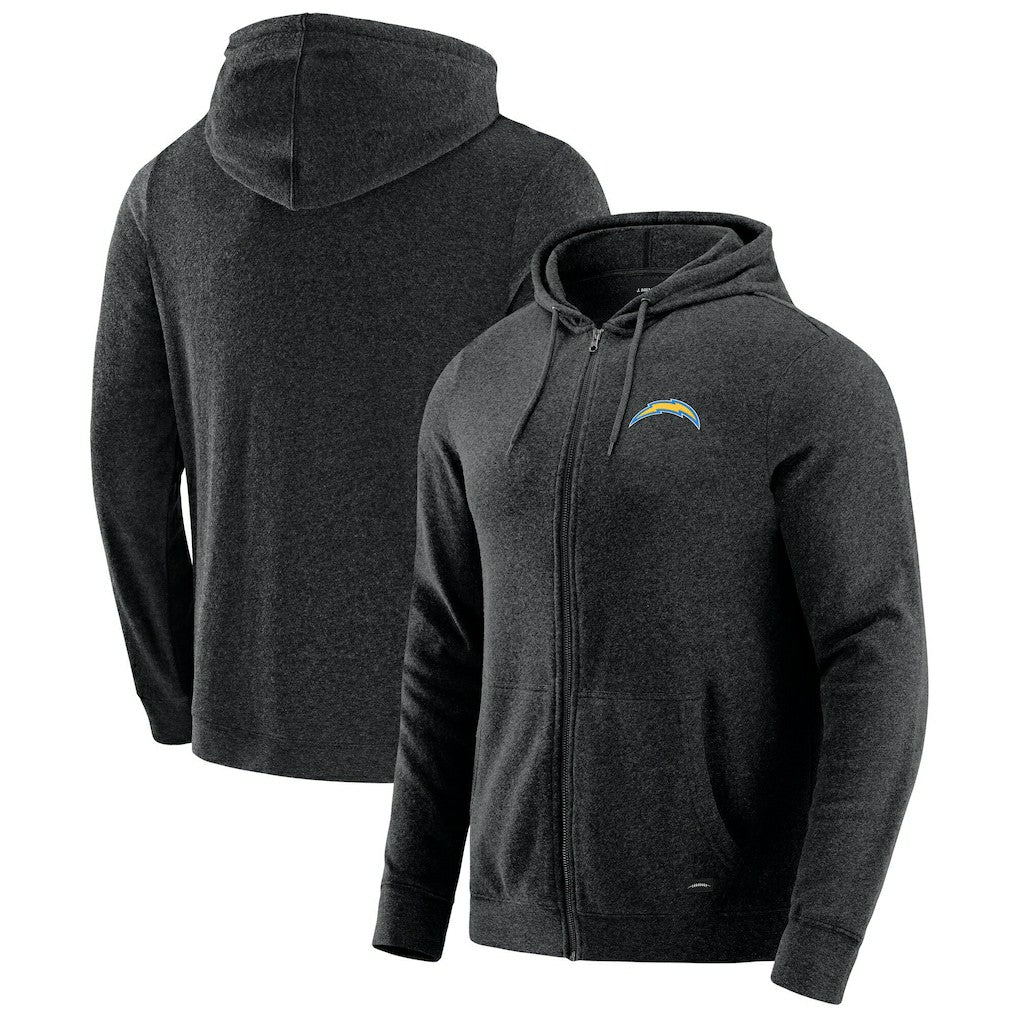 Los Angeles Chargers J. Palmer Players Lounge Tri-Blend Full-Zip Hoodie Dark Heather Gray - NFL