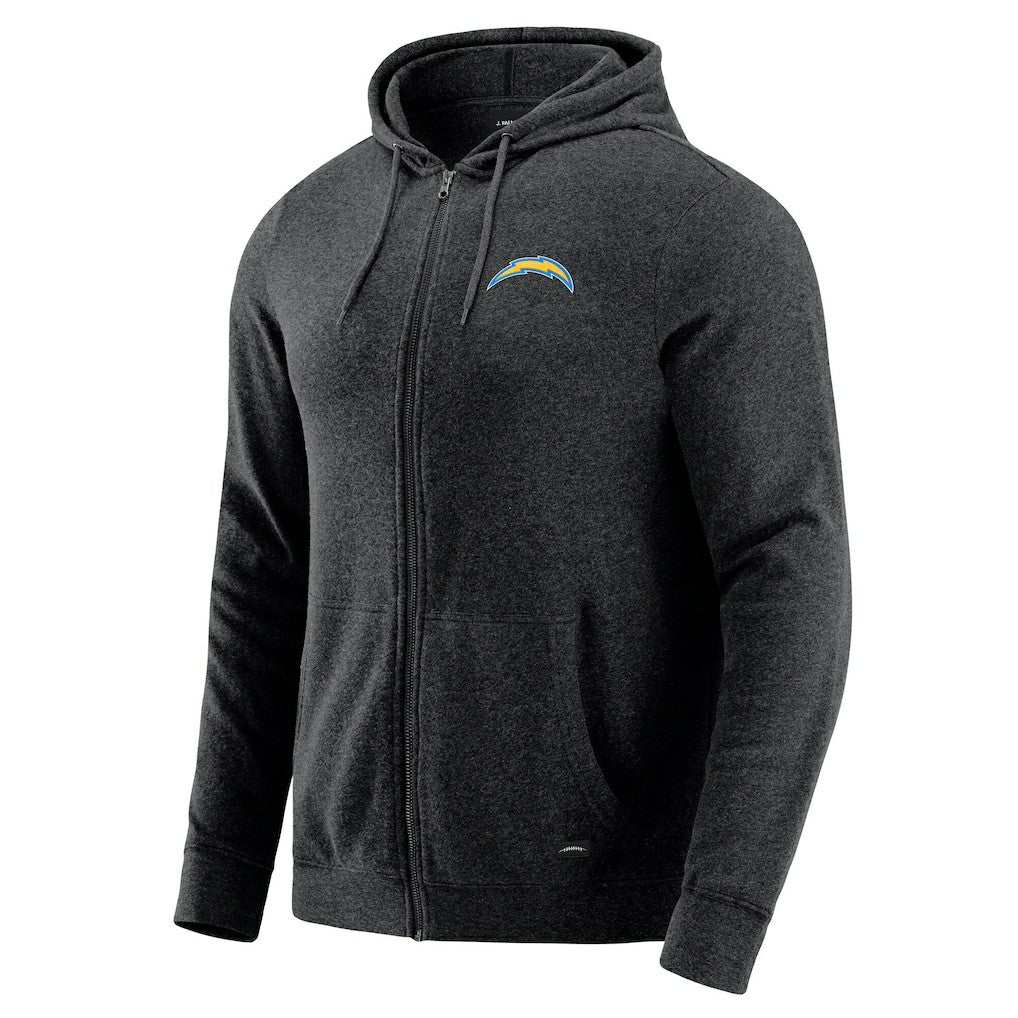 Los Angeles Chargers J. Palmer Players Lounge Tri-Blend Full-Zip Hoodie Dark Heather Gray - NFL